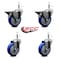 Service Caster 4'' Blue Poly Wheel Swivel 7/16'' Grip Ring Stem Caster Set 2 Brakes, 4PK GR20S414-PPUB-BLUE-PLB-716138-2-S-2 - alternate 5